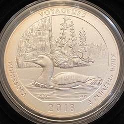 2018-P ATB 5 Oz 999 Fine Silver Coin, Voyageurs National Park