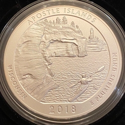 2018-P ATB 5 Oz 999 Fine Silver Coin, Apostle Islands National Lakeshore