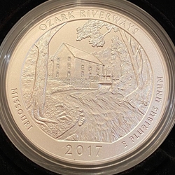 2017-P ATB 5 Oz 999 Fine Silver Coin, Ozark National Scenic Riverways
