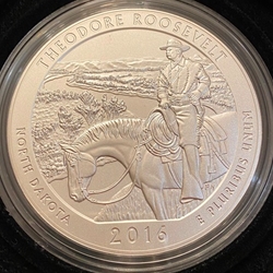 2016-P ATB 5 Oz 999 Fine Silver Coin, Theodore Roosevelt National Park