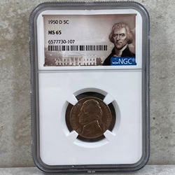 1950-D Jefferson Nickel, MS 65 - 107