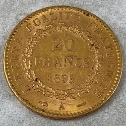 1895 France, 20 Francs, .900, .1867 oz gold, 1 Each