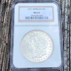 1921 Morgan Silver Dollars Certified / Slabbed MS63
