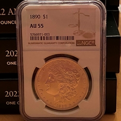 1890 Morgan Silver Dollars Certified / Slabbed AU 55