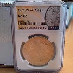 1921 Morgan Silver Dollars Certified / Slabbed MS62