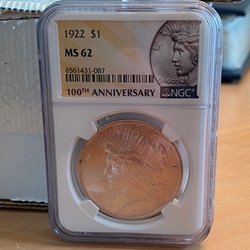 1922 Peace Silver Dollars Certified / Slabbed MS62