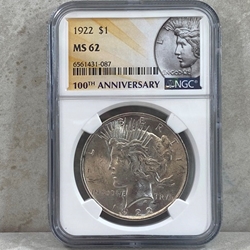 1922 Peace Silver Dollars Certified / Slabbed MS62 - 087