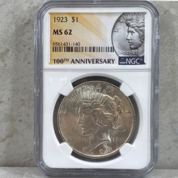 1923 Peace Silver Dollars Certified / Slabbed MS62  -140