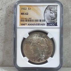 1922 Peace Silver Dollars Certified / Slabbed MS62 - 082