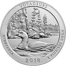 2018 ATB 5 Oz 999 Fine Silver Coin, Voyageurs National Park