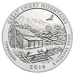 2014 ATB 5 Oz 999 Fine Silver Coin, Great Smoky Mountains National Park