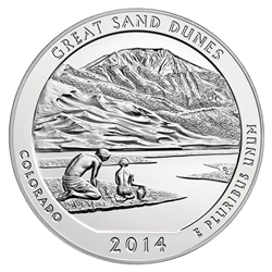 2014 ATB 5 Oz 999 Fine Silver Coin, Great Sand Dunes National Park