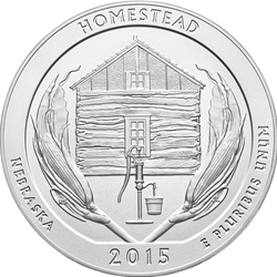 2015-P ATB 5 Oz 999 Fine Silver Coin, Homestead National Monument of America