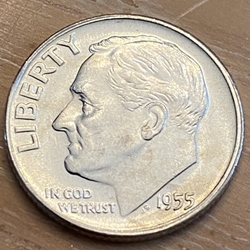 1955 Roosevelt Dime BU Roll