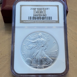 2002 American Eagle Silver One Ounce Certified / Slabbed MS69-061