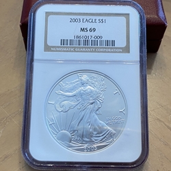 2003 American Eagle Silver One Ounce Certified / Slabbed MS69-009