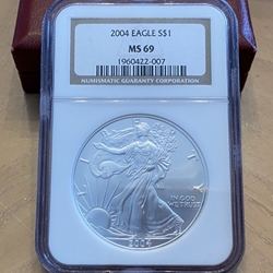 2004 American Eagle Silver One Ounce Certified / Slabbed MS69 - 007