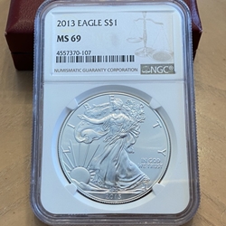 2013 American Eagle Silver One Ounce Certified / Slabbed MS69 -107