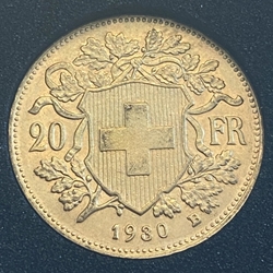 1930-B Switzerland, 20 Francs "Vreneli", .900, .1867 oz gold, 1 Each