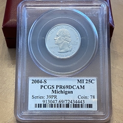 2004-S Michigan 25 Cent, PR69DCAM