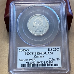 2005-S Kansas 25 Cent, PR69DCAM