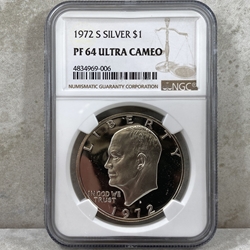 1972-S Eisenhower Dollars, Silver, PF 64 Ultra Cameo