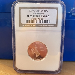 2007-S Washington Quarter, Wyoming, PF 69 Ultra Cameo