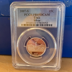 2007-S Washington State Quarter, Silver, Utah, PR69DCAM