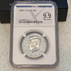 2001-S Kennedy Half Dollar, Clad, NGC-X Proof 9.9 Ultra Cameo