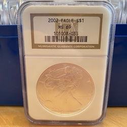 2002 American Eagle Silver One Ounce Certified / Slabbed MS69 - 033