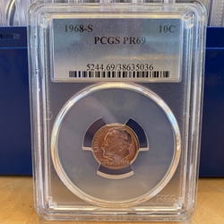 1968-S Roosevelt Dime, PCGS PR69