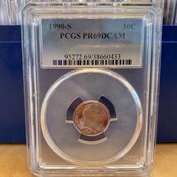 1990-S Roosevelt Dime, PCGS PR69DCAM