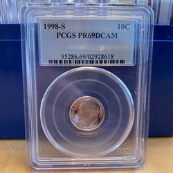 1998-S Roosevelt Dime, PCGS PR69DCAM