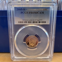 2005-S Roosevelt Dime, PCGS PR69DCAM