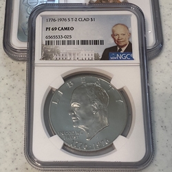 1776-1976-S Eisenhower Dollars, T-2 Clad, PF 69 CAMEO