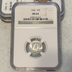 1942 Mercury Dimes MS 64-010