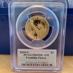 2010-S Franklin Pierce Presidential Dollar, PR69DCAM