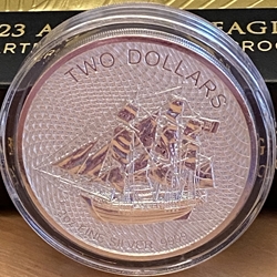 2020 Cook Islands Ship, Two Dollars, 2 Ounce, .9999 Fine