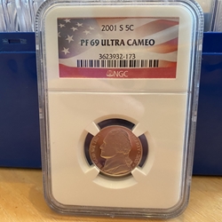 2001-S Jefferson Nickel, PF 69 Ultra Cameo