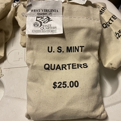 2005-P West Virginia, Washington Quarter, Original Mint Sewn Bag 100 Coins