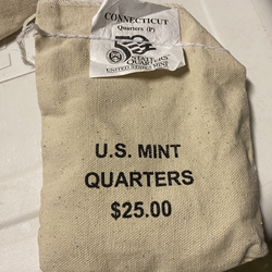 1999-P Connecticut, Washington Quarter, Original Mint Sewn Bag 100 Coins