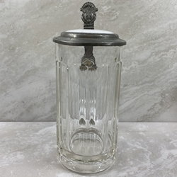 Beer Stein, Glass Stein, 0.5L, pewter lid