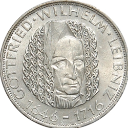 1966-D Germany, 5 Deutsche Mark Wilhelm Leibniz, KM119