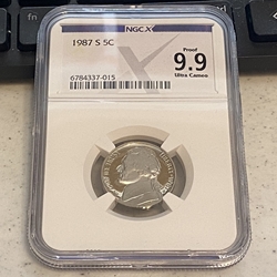 1987 S Jefferson Nickel, PF 9.9 Ultra Cameo, 015