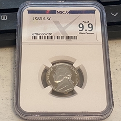 1989 S Jefferson Nickel, PF 9.9 Ultra Cameo, 020