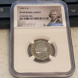 1990 S Jefferson Nickel, PF 69 Ultra Cameo, 006