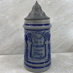 Beer Stein, Pottery or stoneware, 0.5L, pewter lid.