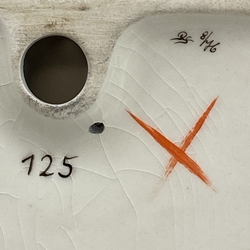 Click here to view larger image M.I. Hummel 125 Vacation Time, Plaque, ARBEITSMUSTER Red X, White, Tmk 5