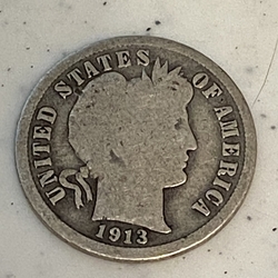 Barber Dime 1913