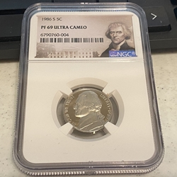 1986 S Jefferson Nickel, PF 9.9 Ultra Cameo, 004